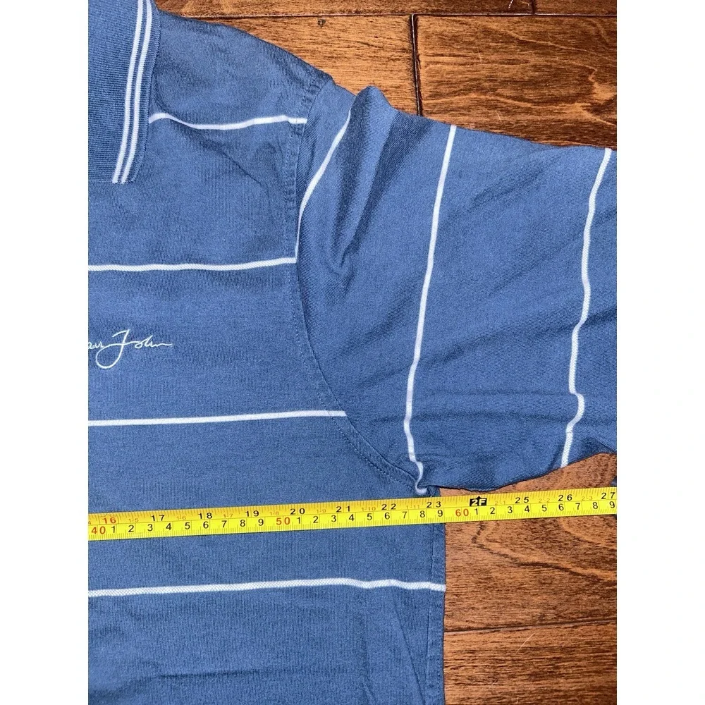 Sean John Mens Vintage Y2K Polo Shirt XXL Blue‎ Stripe Hip Hop Golf Used